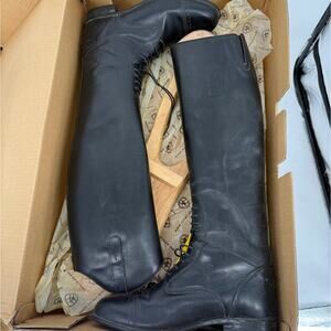 Ariat Crowne Pro Field Boot Black Leather Laces Tall and Jack Women's Size 10